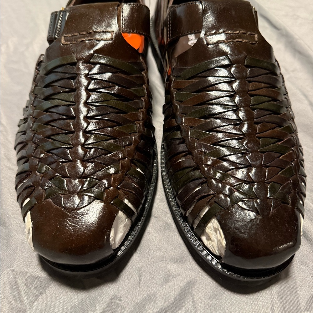 Deer Stags Dark Brown Woven Sandals